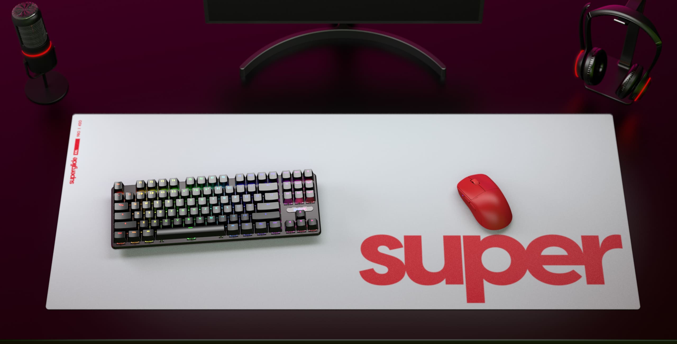 Pulsar Superglide Glass Mouse Pad - XL (490 x 420 x 4mm) 36 Pulsar Superglide Glass Mousepad XXL White desk setup